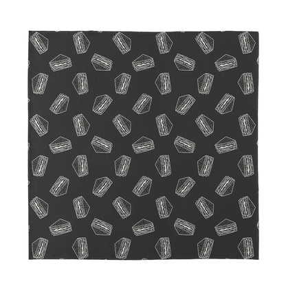 Black Doodle Sandwich Pattern Print Silk Bandana