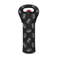 Black Doodle Sandwich Pattern Print Single Neoprene Wine Tote