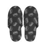 Black Doodle Sandwich Pattern Print Slippers