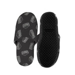Black Doodle Sandwich Pattern Print Slippers