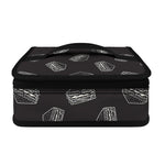 Black Doodle Sandwich Pattern Print Small Lunch Bag