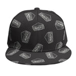 Black Doodle Sandwich Pattern Print Snapback Cap