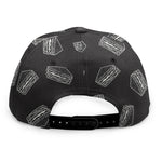 Black Doodle Sandwich Pattern Print Snapback Cap