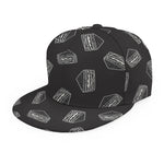 Black Doodle Sandwich Pattern Print Snapback Cap