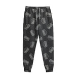 Black Doodle Sandwich Pattern Print Sweatpants
