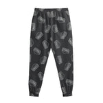 Black Doodle Sandwich Pattern Print Sweatpants