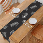 Black Doodle Sandwich Pattern Print Table Runner