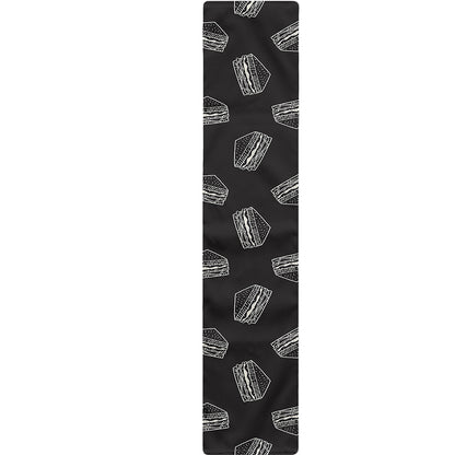 Black Doodle Sandwich Pattern Print Table Runner