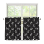 Black Doodle Sandwich Pattern Print Tier Curtains