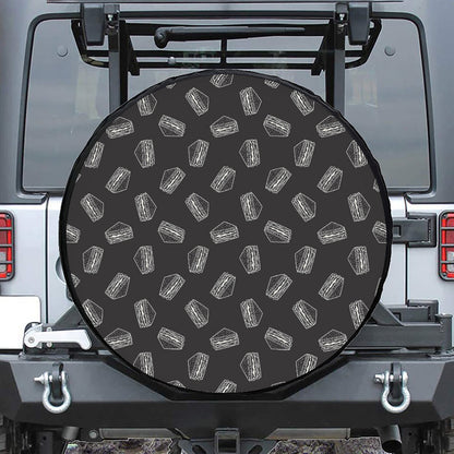 Black Doodle Sandwich Pattern Print Tire Cover