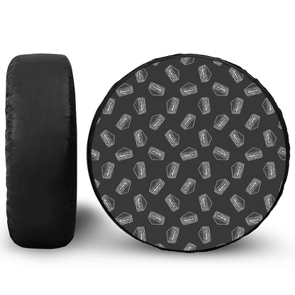 Black Doodle Sandwich Pattern Print Tire Cover