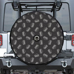 Black Doodle Sandwich Pattern Print Tire Cover With Camera Hole