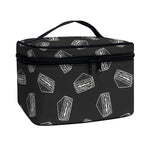 Black Doodle Sandwich Pattern Print Travel Makeup Bag