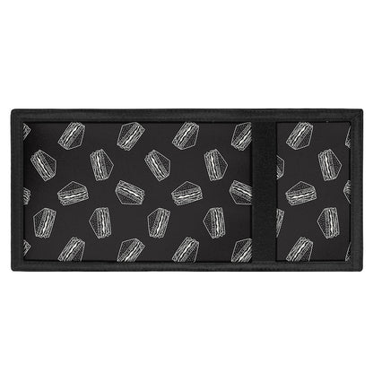Black Doodle Sandwich Pattern Print Trifold Wallet