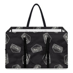 Black Doodle Sandwich Pattern Print Utility Tote Bag