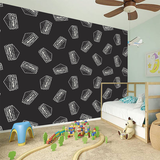 Black Doodle Sandwich Pattern Print Wall Sticker
