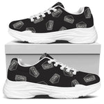 Black Doodle Sandwich Pattern Print White Chunky Shoes