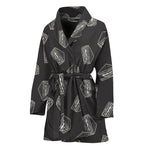 Black Doodle Sandwich Pattern Print Women's Bathrobe