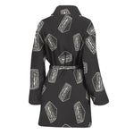 Black Doodle Sandwich Pattern Print Women's Bathrobe