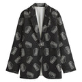 Black Doodle Sandwich Pattern Print Women's Blazer
