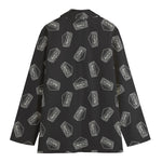 Black Doodle Sandwich Pattern Print Women's Blazer