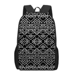 Black Ethnic Aztec Pattern Print 17 Inch Backpack