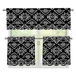 Black Ethnic Aztec Pattern Print 3 Piece Kitchen Curtains