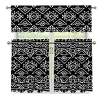 Black Ethnic Aztec Pattern Print 3 Piece Kitchen Curtains