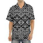 Black Ethnic Aztec Pattern Print Aloha Shirt