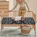 Black Ethnic Aztec Pattern Print Baby Crib Sheet