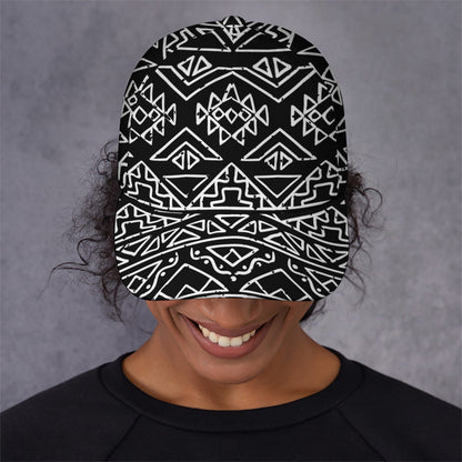 Black Ethnic Aztec Pattern Print Baseball Cap