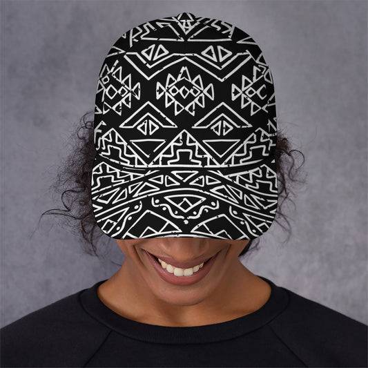 Black Ethnic Aztec Pattern Print Baseball Cap