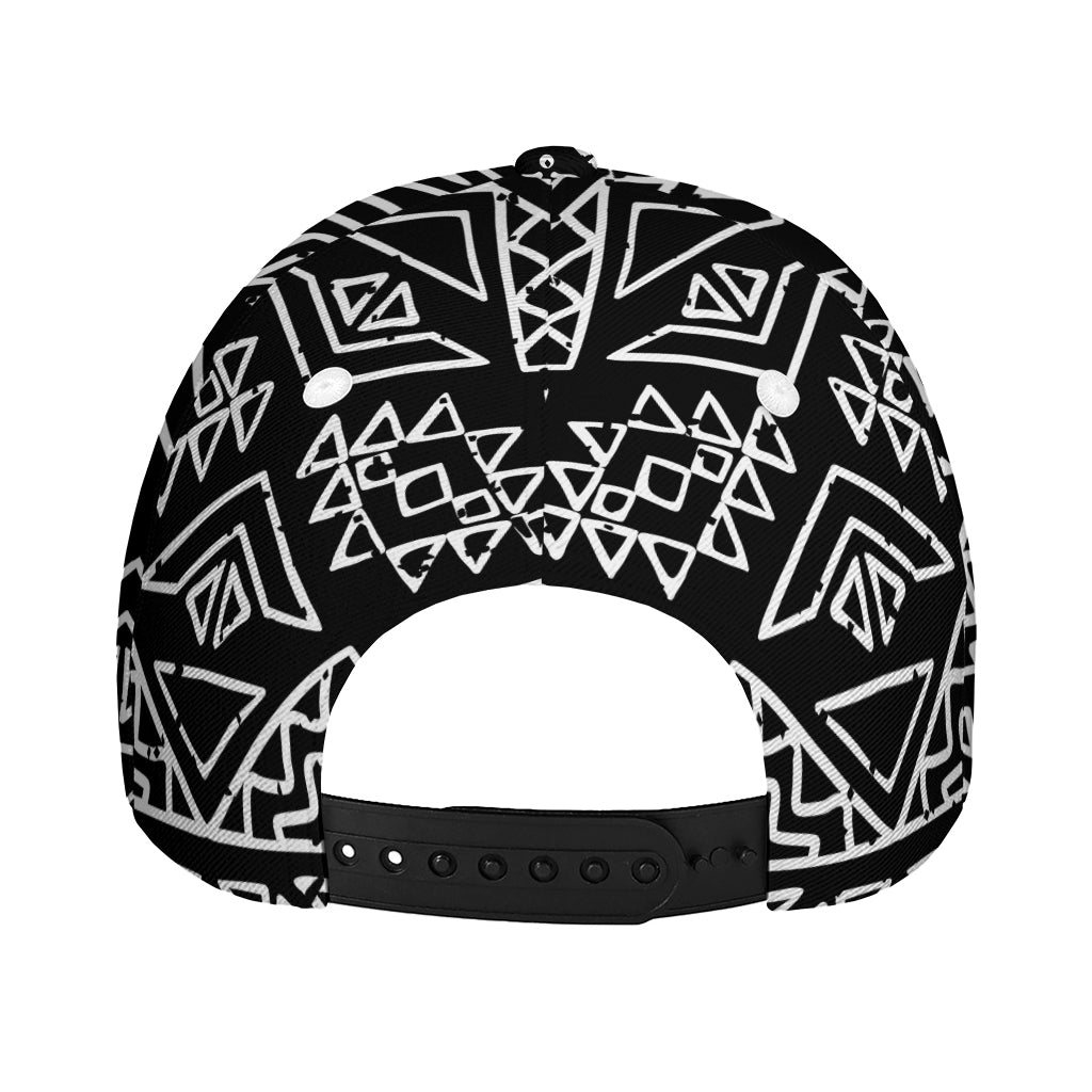 Black Ethnic Aztec Pattern Print Baseball Cap