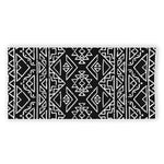 Black Ethnic Aztec Pattern Print Beach Towel