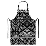 Black Ethnic Aztec Pattern Print Bib Apron With Pocket
