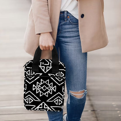 Black Ethnic Aztec Pattern Print Bible Tote Bag