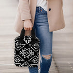 Black Ethnic Aztec Pattern Print Bible Tote Bag