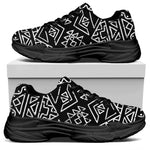 Black Ethnic Aztec Pattern Print Black Chunky Shoes