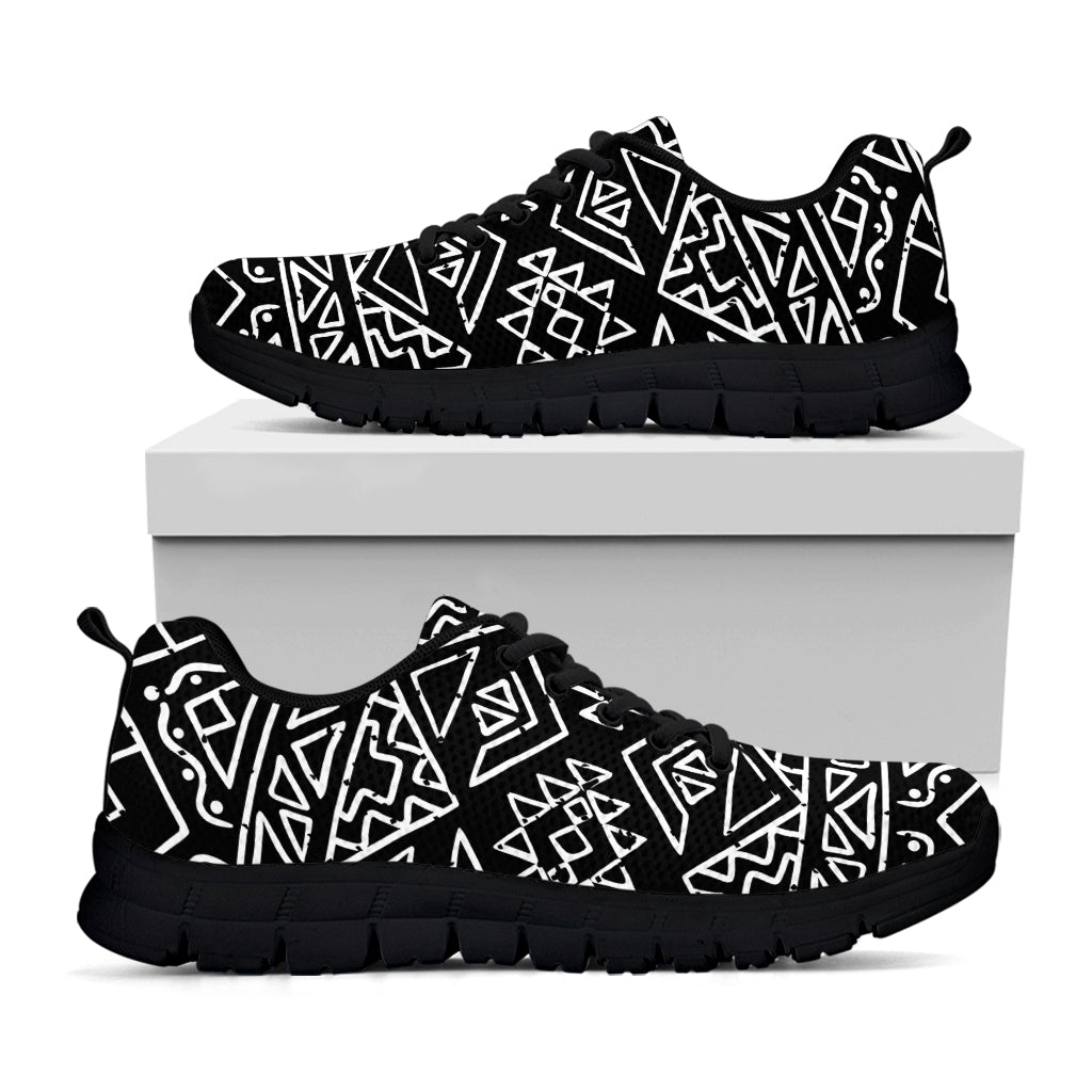 Black Ethnic Aztec Pattern Print Black Running Shoes