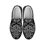 Black Ethnic Aztec Pattern Print Black Slip On Sneakers
