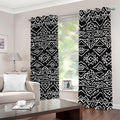 Black Ethnic Aztec Pattern Print Dimout Grommet Curtains