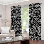 Black Ethnic Aztec Pattern Print Blackout Grommet Curtains