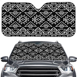 Black Ethnic Aztec Pattern Print Car Windshield Sun Shade