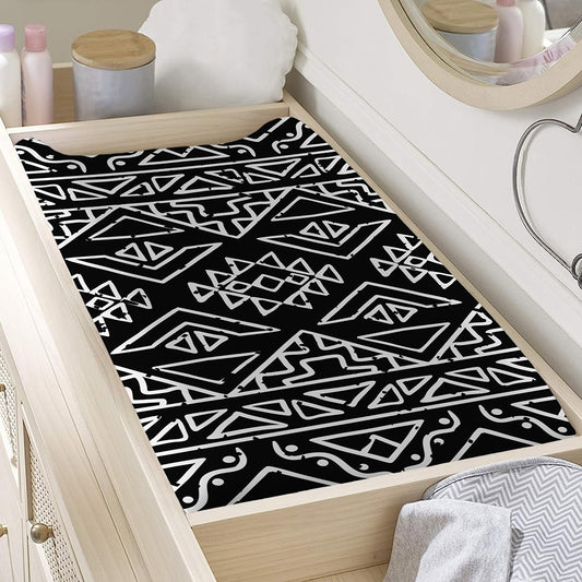 Black Ethnic Aztec Pattern Print Changing Pad Cover
