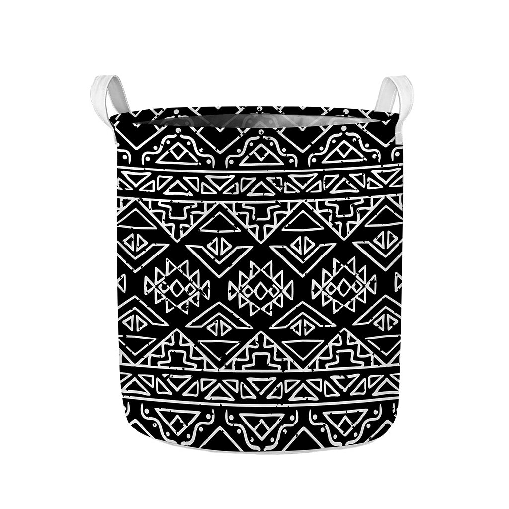 Black Ethnic Aztec Pattern Print Collapsible Laundry Basket