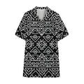 Black Ethnic Aztec Pattern Print Cotton Hawaiian Shirt