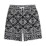 Black Ethnic Aztec Pattern Print Cotton Shorts