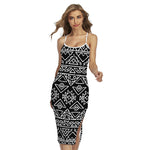 Black Ethnic Aztec Pattern Print Cross Back Cami Dress