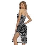 Black Ethnic Aztec Pattern Print Cross Back Cami Dress