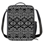 Black Ethnic Aztec Pattern Print Crossbody Lunch Bag